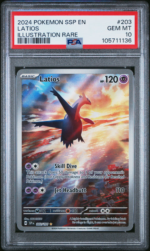 2024 Pokemon Ssp En-Surging Sparks #203 Latios Illustration Rare PSA 10