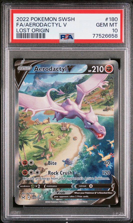2022 Pokemon Sword & Shield Lost Origin #180 Fa/Aerodactyl V Lost Origin PSA 10