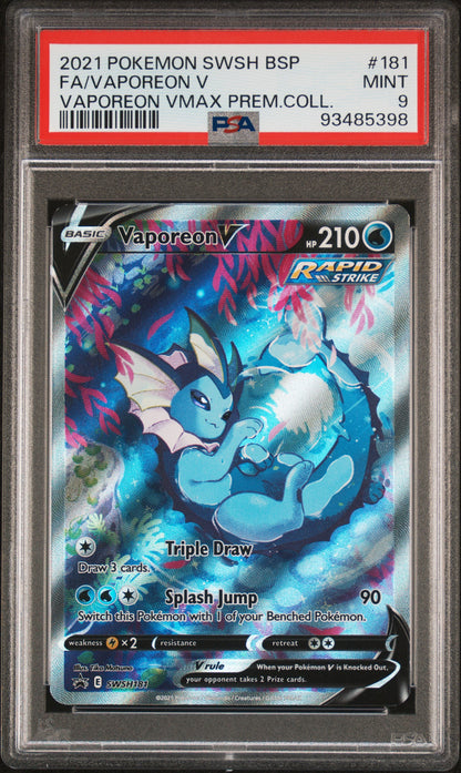 2021 Pokemon Swsh Black Star Promo #181 Vaporeon V PSA 9