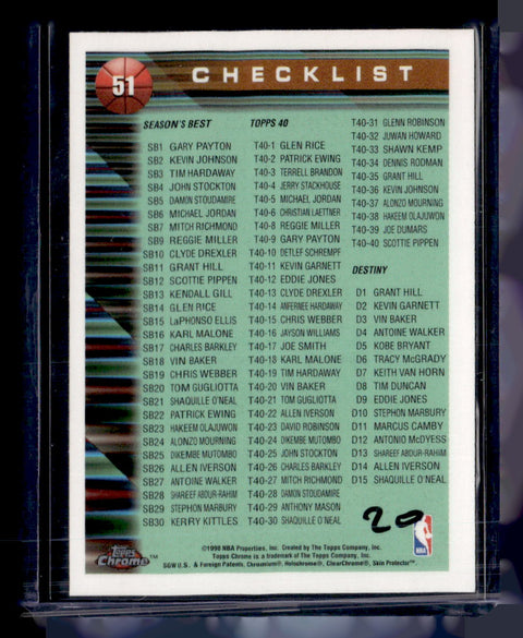 1998 Topps Chrome #51 Checklist Chicago Bulls