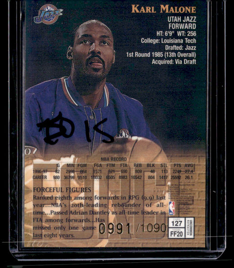 1997 Topps Finest #127 Karl Malone Refractor /1090