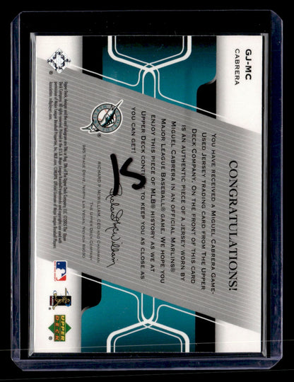 2005 Upper Deck #GJ-MC Miguel Cabrera UD Game Jersey