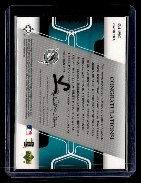 2005 Upper Deck #GJ-MC Miguel Cabrera UD Game Jersey