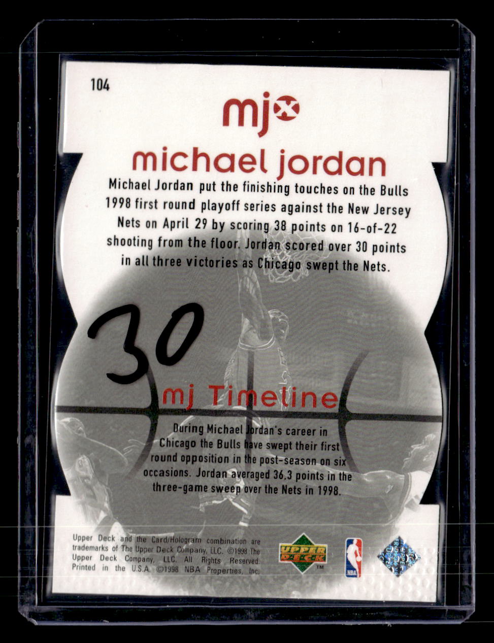 1998 Upper Deck MJx #104 Michael Jordan Timepieces Red #/2300
