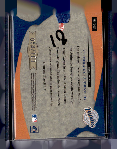 2005 Leaf Certified #FG-143 Tony Gwynn Fabric Of The Game /100