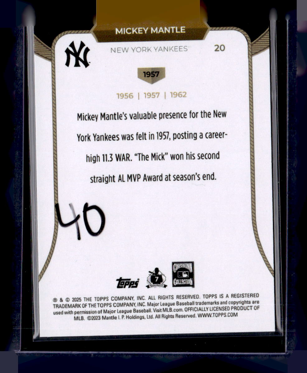 2025 Topps 3xMVP #20 Mickey Mantle Pink Parallel /125