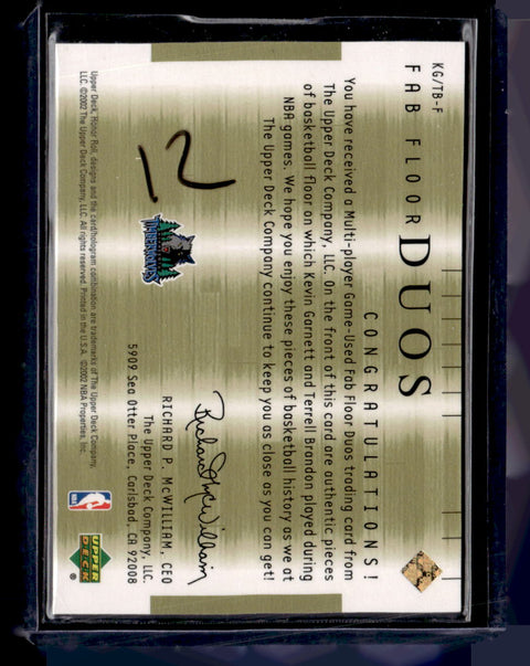 2001-02 Upper Deck Honor Roll Kevin Garnett / Terrell Brandon Fab Floor Duos