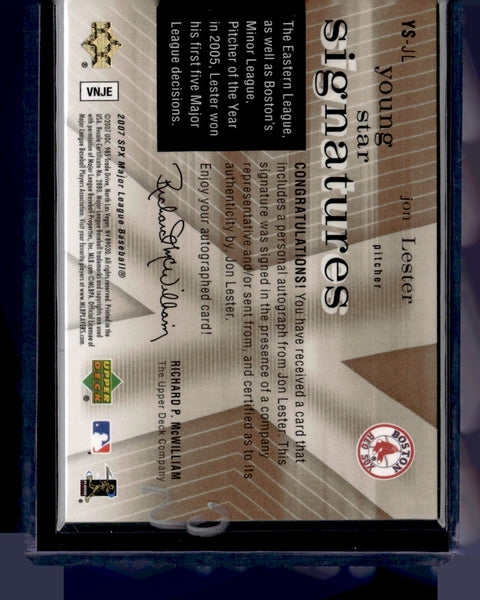 2007 SPX #YS-JL Jon Lester Young Star Signatures