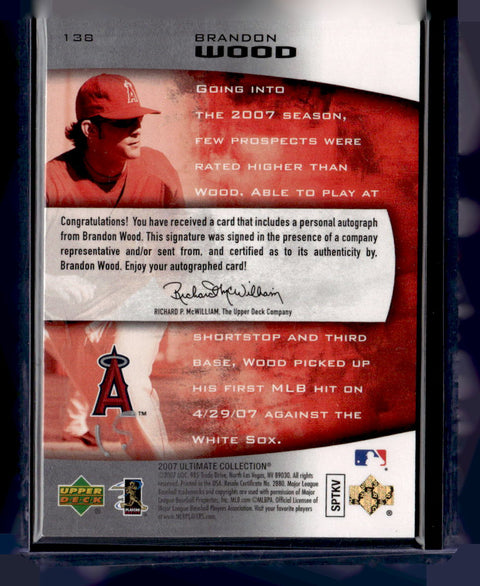 2007 Upper Deck Ultimate Collection #138 Brandon Wood #/299