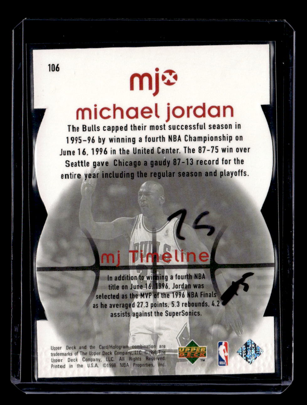 1998 Upper Deck MJx #106 Michael Jordan Timepieces Red #/2300