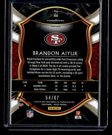 2020 Panini Select #66 Brandon Aiyuk Dragon Scale Prizm #/67