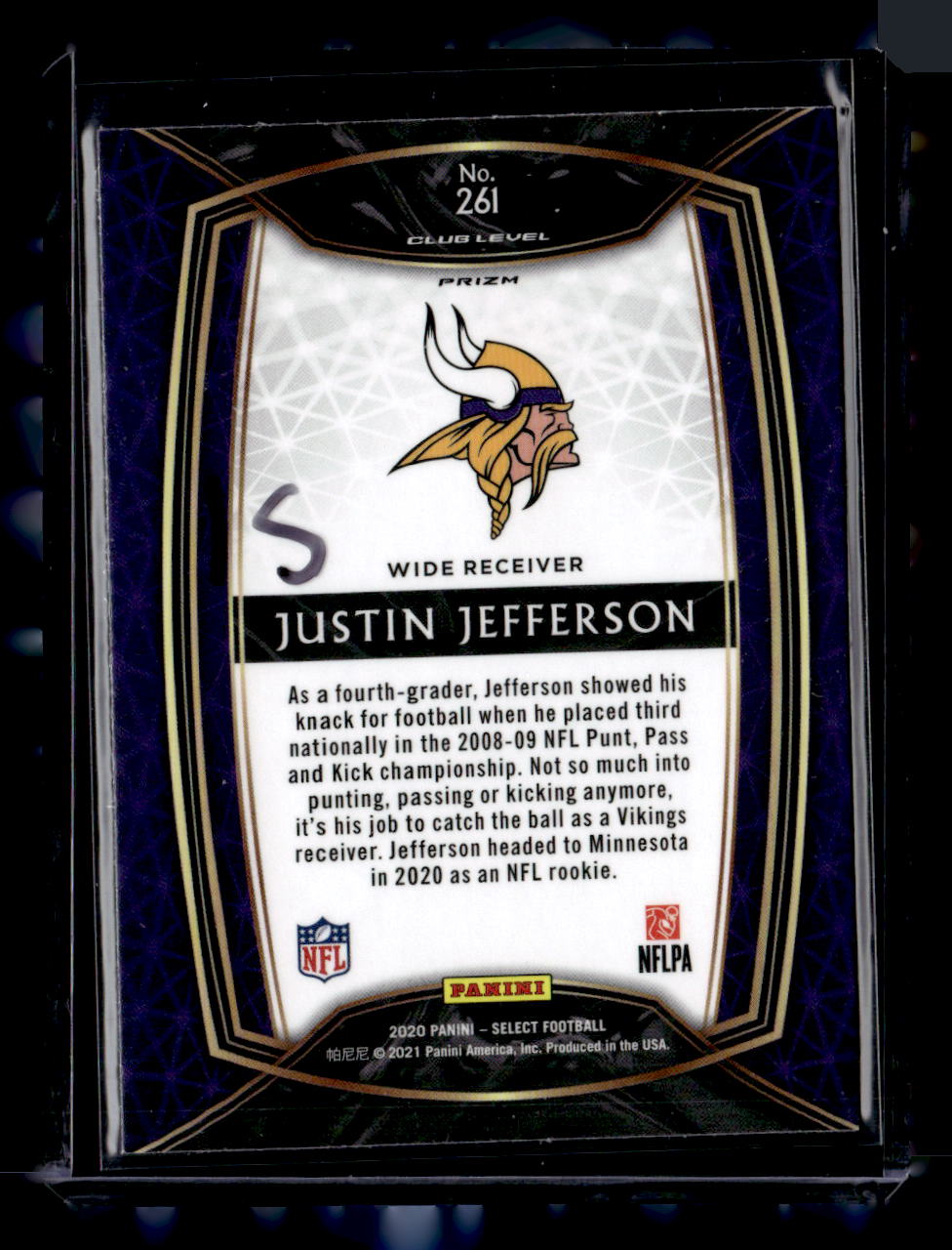 2020 Panini Select #261 Justin Jefferson Silver Prizm