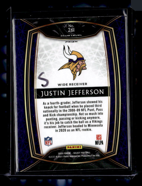 2020 Panini Select #261 Justin Jefferson Silver Prizm