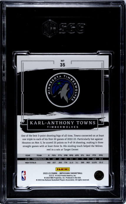 2022-23 Panini Impeccable #35 Karl-Anthony Towns SGC 9.5 1892628