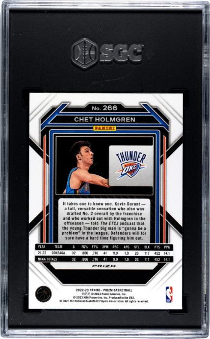 2022-23 Panini Prizm #266 Chet Holmgren Silver Prizm SGC 8 2466509