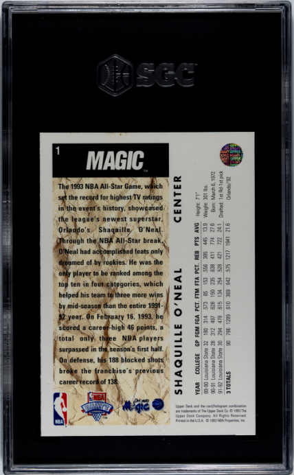 1992-93 Upper Deck #1 Shaquille O'Neal SGC 7 4950404