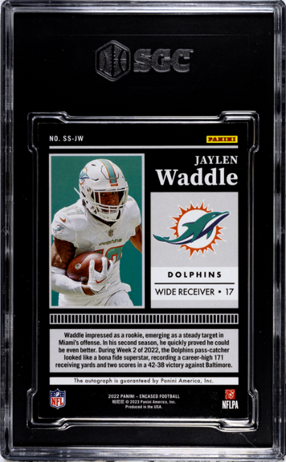 2022 Panini Encased #SS-JW Jaylen Waddle Sapphire Sigs. SGC 8.5 9625486