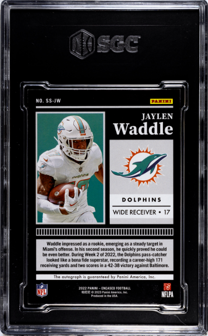 2022 Panini Encased #SS-JW Jaylen Waddle Sapphire Sigs. SGC 8.5 9625486