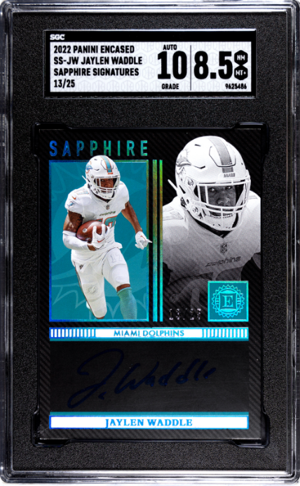 2022 Panini Encased #SS-JW Jaylen Waddle Sapphire Sigs. SGC 8.5 9625486