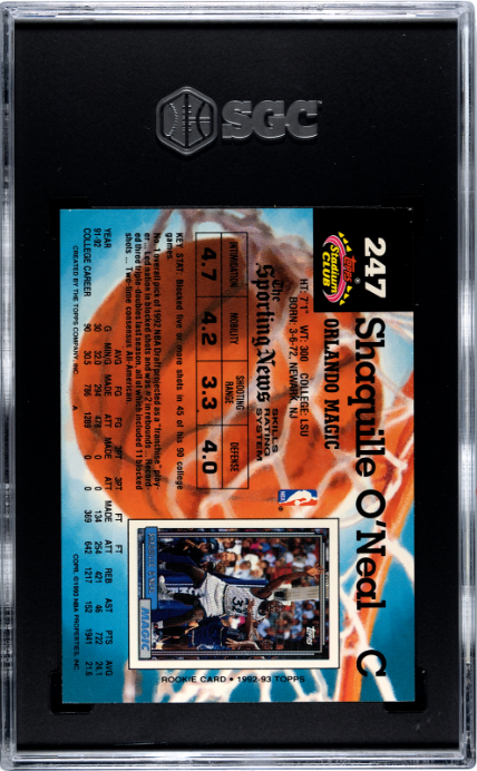 1992-93 Topps Stadium Club #247 Shaquille O'Neal SGC 9 9945741