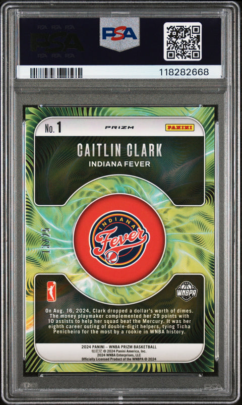 2024 Panini Prizm Wnba Fractal #1 Caitlin Clark Fractal-Mojo Prizm PSA 9
