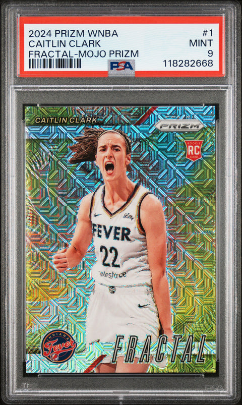 2024 Panini Prizm Wnba Fractal #1 Caitlin Clark Fractal-Mojo Prizm PSA 9