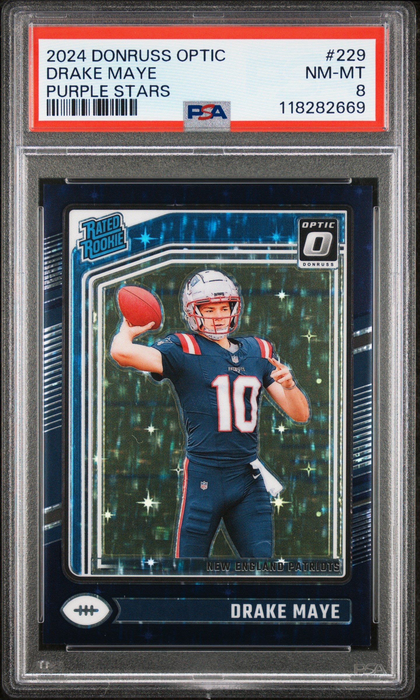 2024 Panini Donruss Optic #229 Drake Maye Purple Stars PSA 8 118282669
