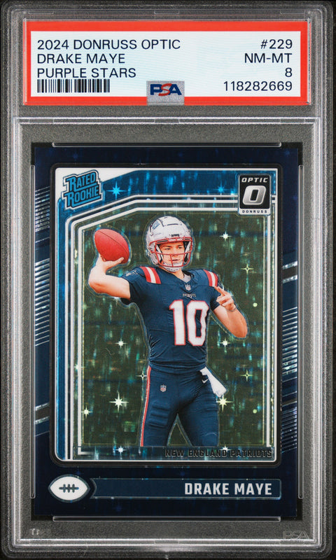 2024 Panini Donruss Optic #229 Drake Maye Purple Stars PSA 8 118282669