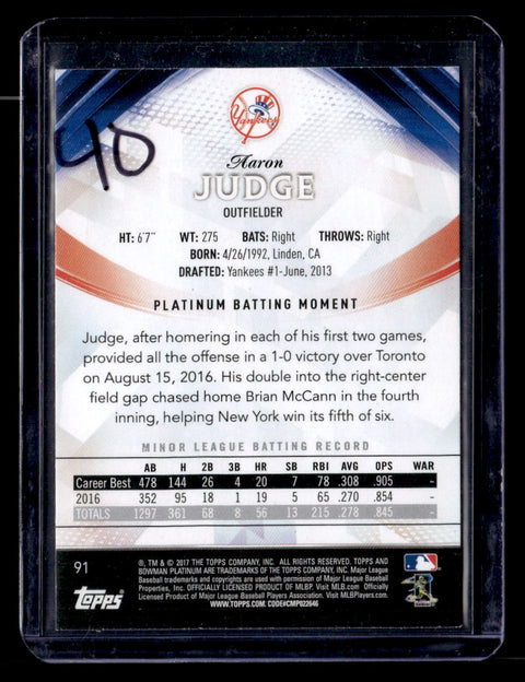2017 Bowman Platinum #91 Aaron Judge