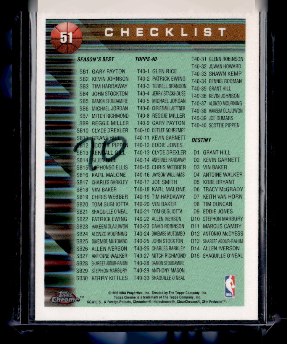 1998 Topps Chrome #51 Chicago Bulls Checklist