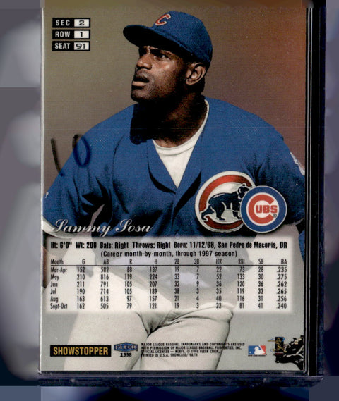1998 Flair Showcase #91 Sammy Sosa Flair Showcase Row 1 (Grace)