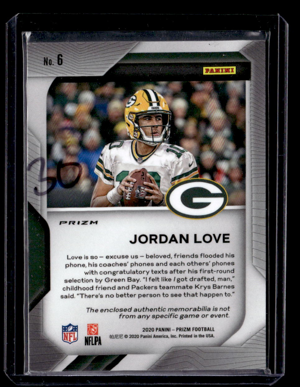 2020 Panini Prizm #6 Jordan Love Premier Jerseys