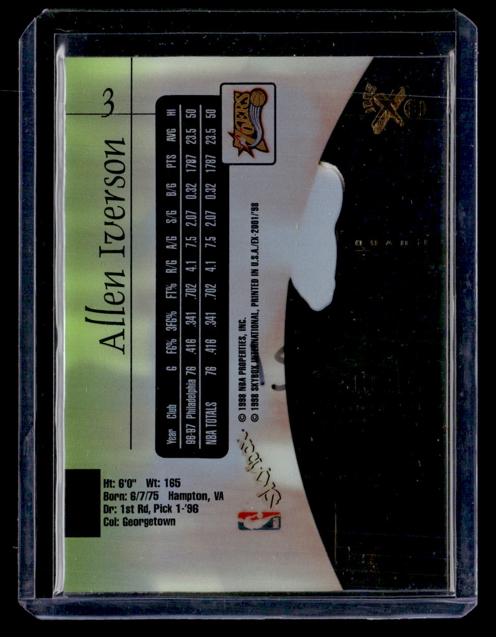 1998 Skybox E-X2001 #3 Allen Iverson