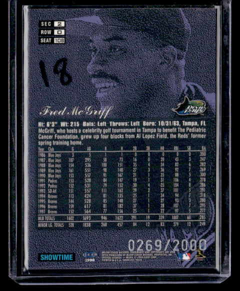 1998 Flair Showcase #108 Fred McGriff Flair Showcase Row 0 (Showcase) #/2000