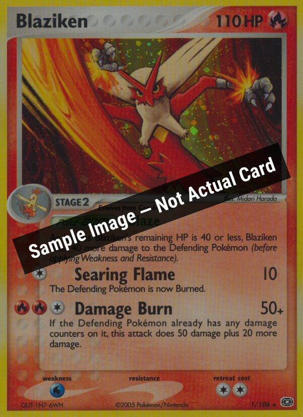 Pokemon,EX Emerald,Blaziken - 1/106,Holofoil,Near Mint — Sample Image, Not Actual Card
