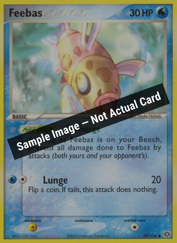 Pokemon,EX Emerald,Feebas - 049/106,Reverse Holofoil,Lightly Played — Sample Image, Not Actual Card