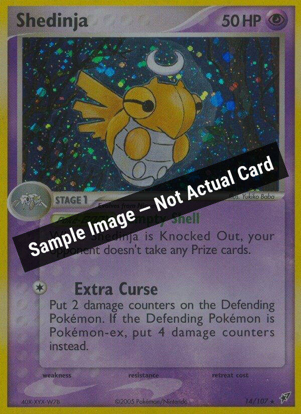 Pokemon,EX Deoxys,Shedinja - 14/107,Holofoil,Heavily Played — Sample Image, Not Actual Card