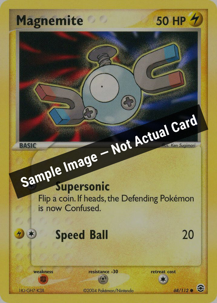 Pokemon,EX FireRed & LeafGreen,Magnemite - 68/112,Reverse Holofoil,Lightly Played — Sample Image, Not Actual Card