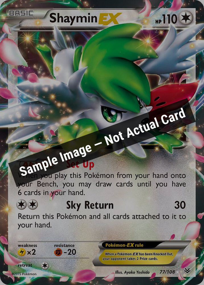 Pokemon,XY - Roaring Skies,Shaymin EX - 77/108,Holofoil,Lightly Played — Sample Image, Not Actual Card