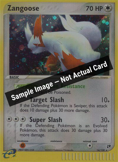 Pokemon,EX Sandstorm,Zangoose - 14/100,Holofoil,Near Mint — Sample Image, Not Actual Card