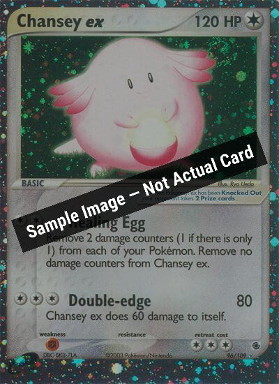 Pokemon,EX Ruby and Sapphire,Chansey ex - 96/109,Holofoil,Moderately Played — Sample Image, Not Actual Card