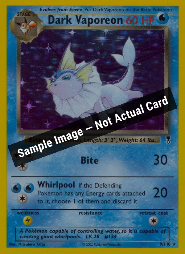 Pokemon,Legendary Collection,Dark Vaporeon - 009/110,Holofoil,Damaged — Sample Image, Not Actual Card