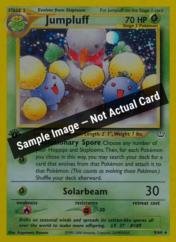 Pokemon,Neo Revelation,Jumpluff - 09/64,Unlimited Holofoil,Lightly Played — Sample Image, Not Actual Card