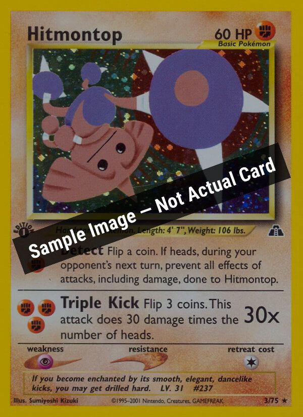 Pokemon,Neo Discovery,Hitmontop (3) - 03/75,Unlimited Holofoil,Lightly Played — Sample Image, Not Actual Card