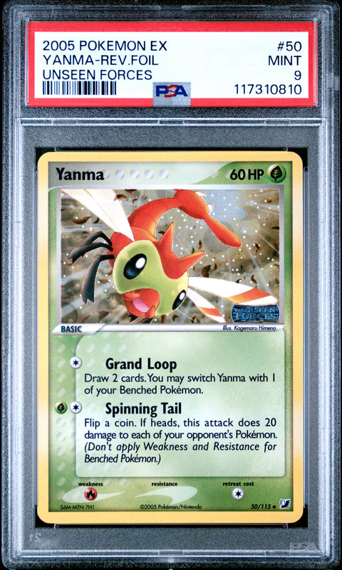 2005 Pokemon Ex Unseen Forces Yanma-Rev.Foil #50 PSA 9