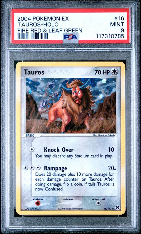 2004 Pokemon Ex Fire Red & Leaf Green Tauros-Holo #16 PSA 9