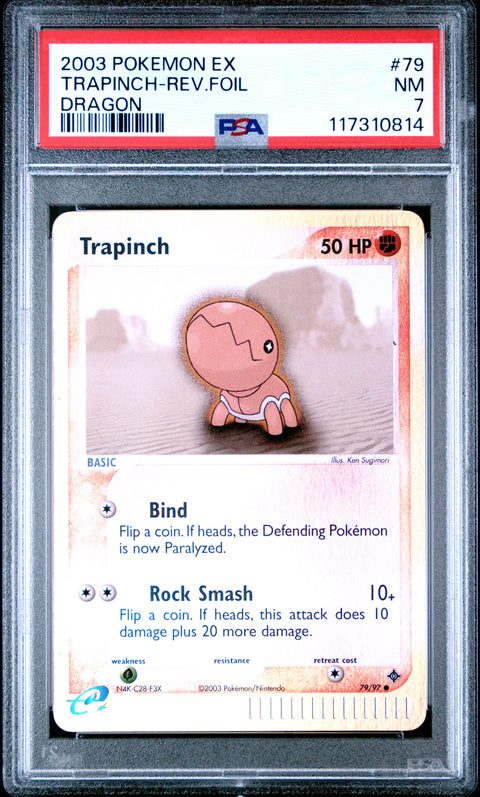 2003 Pokemon Ex Dragon Trapinch-Rev.Foil #79 PSA 7