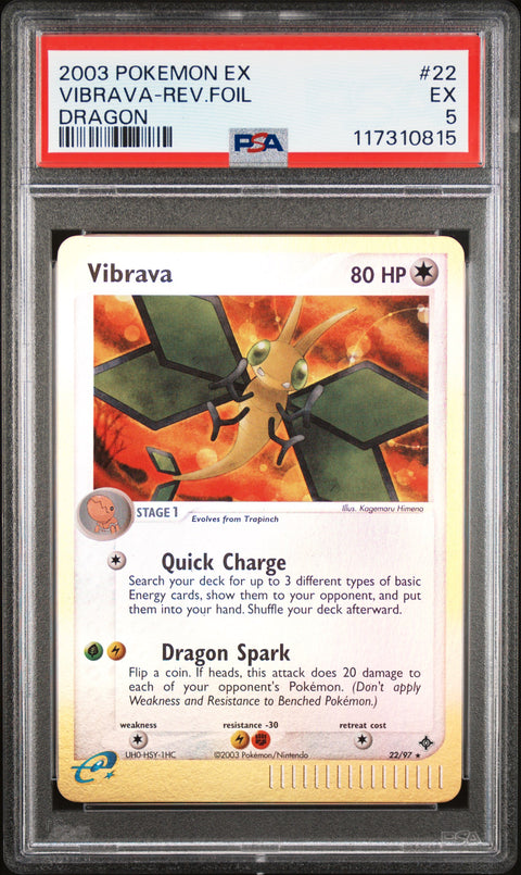 2003 Pokemon Ex Dragon Vibrava-Rev.Foil #22 PSA 5