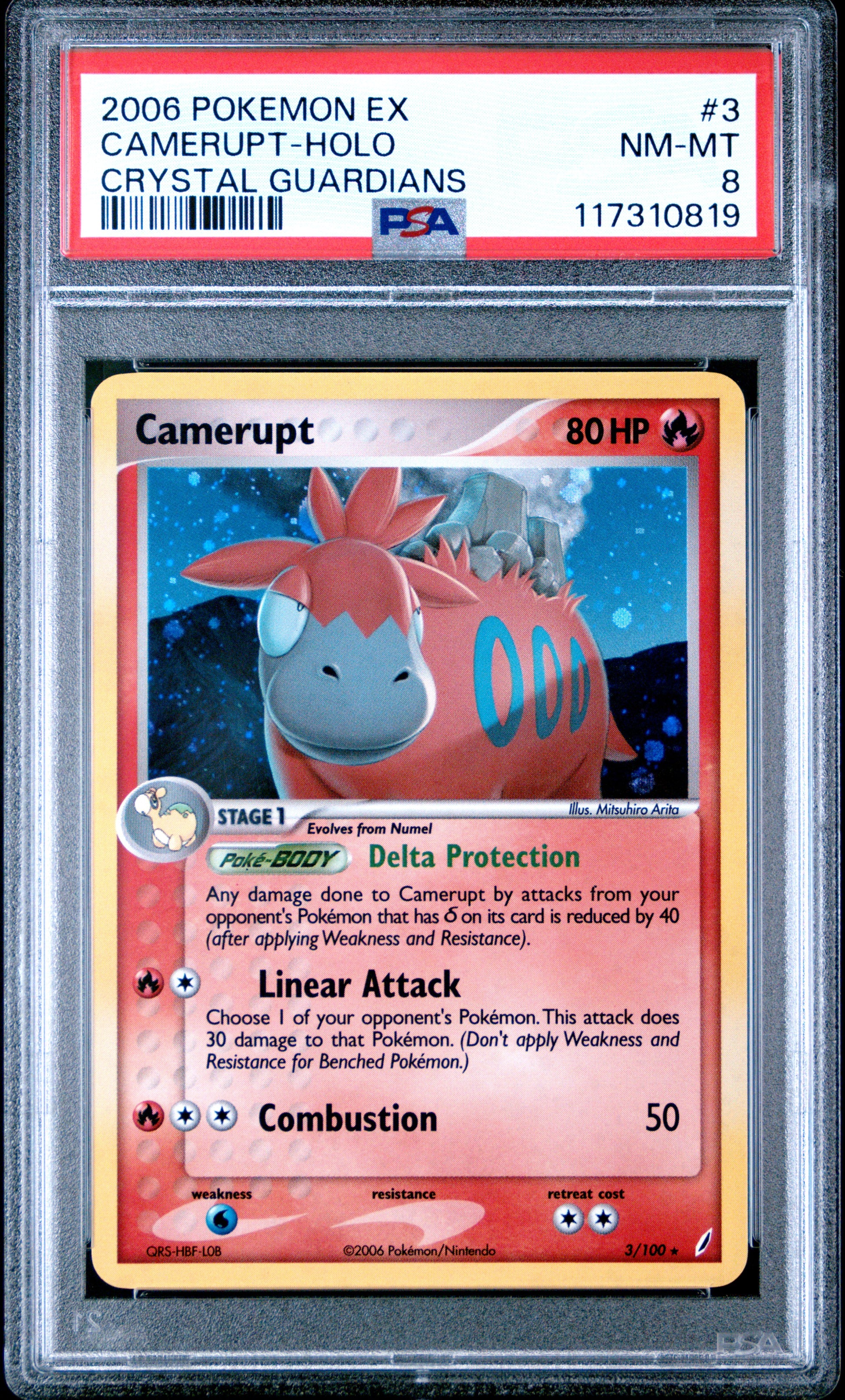 2006 Pokemon Ex Crystal Guardians Camerupt-Holo #3 PSA 8