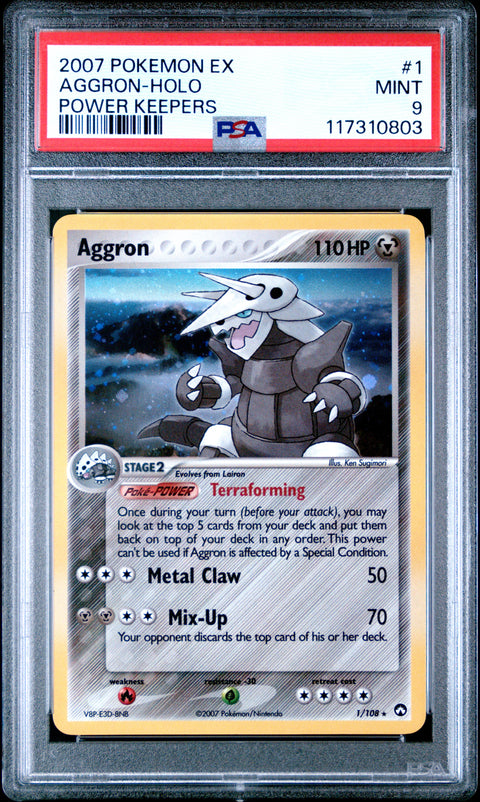 2007 Pokemon Ex Power Keepers Aggron-Holo #1 PSA 9